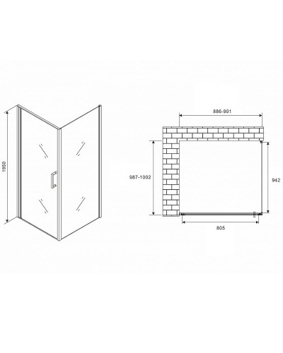 Душевой уголок Abber Sonnenstrand 90х100 AG04090M-S100M профиль Хром стекло матовое
