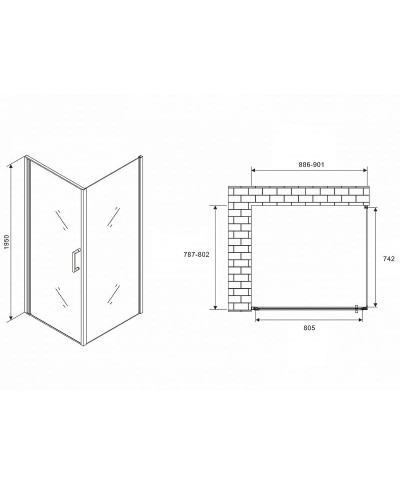 Душевой уголок Abber Sonnenstrand 90х80 AG04090M-S80M профиль Хром стекло матовое