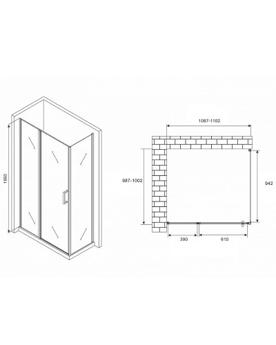 Душевой уголок Abber Sonnenstrand 110x100 AG04110MS-S100M профиль Хром стекло матовое