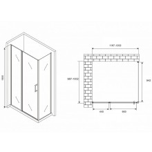 Душевой уголок Abber Sonnenstrand 120x100 AG04120MS-S100M профиль Хром стекло матовое