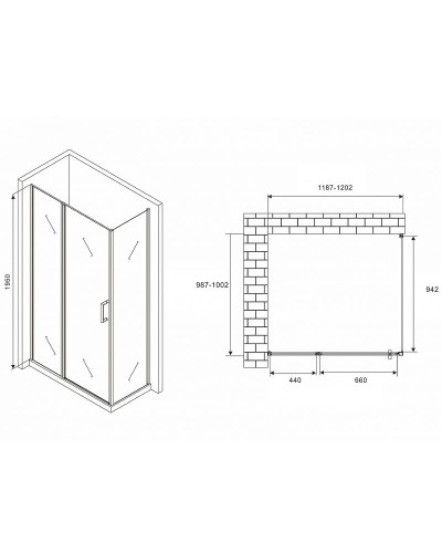 Душевой уголок Abber Sonnenstrand 120x100 AG04120MS-S100M профиль Хром стекло матовое