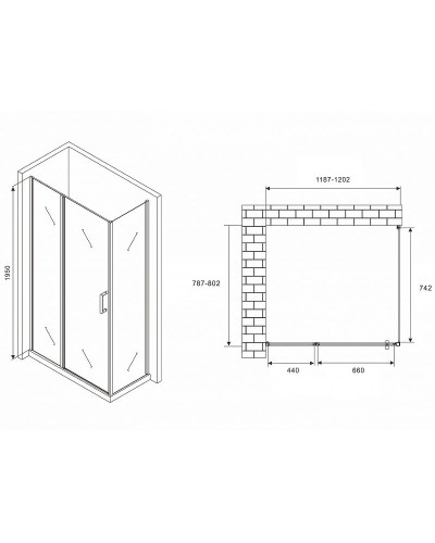 Душевой уголок Abber Sonnenstrand 120x80 AG04120MS-S80M профиль Хром стекло матовое