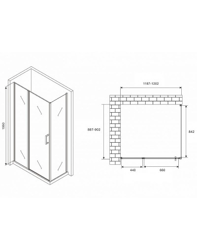 Душевой уголок Abber Sonnenstrand 120x90 AG04120MS-S90M профиль Хром стекло матовое