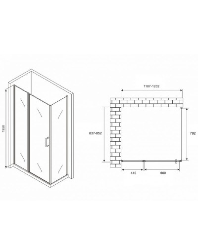 Душевой уголок Abber Sonnenstrand 120x85 AG04120MS-S85M профиль Хром стекло матовое