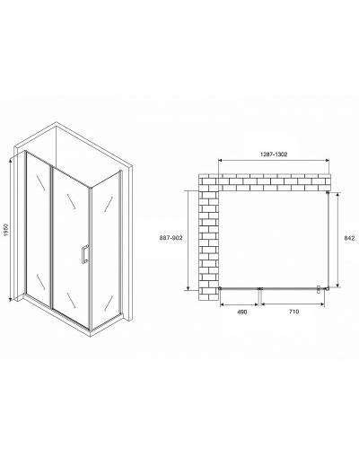 Душевой уголок Abber Sonnenstrand 130х90 AG04130S-S90 профиль Хром стекло прозрачное