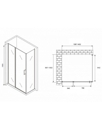 Душевой уголок Abber Sonnenstrand 140х100 AG04140S-S100 профиль Хром стекло прозрачное