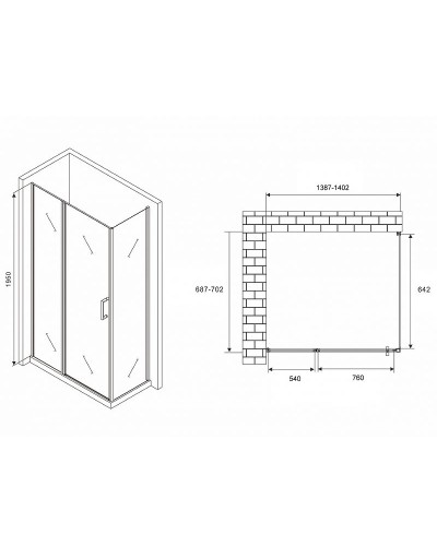 Душевой уголок Abber Sonnenstrand 140х70 AG04140S-S70 профиль Хром стекло прозрачное