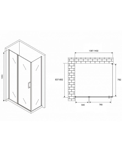 Душевой уголок Abber Sonnenstrand 140х85 AG04140S-S85 профиль Хром стекло прозрачное