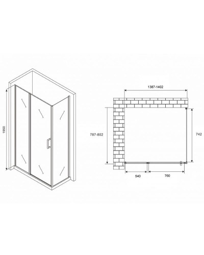 Душевой уголок Abber Sonnenstrand 140х80 AG04140S-S80 профиль Хром стекло прозрачное