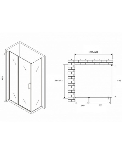 Душевой уголок Abber Sonnenstrand 140х90 AG04140S-S90 профиль Хром стекло прозрачное