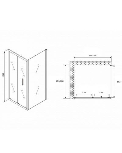 Душевой уголок Abber Sonnenstrand 100х75 AG07100-S75 профиль Хром стекло прозрачное