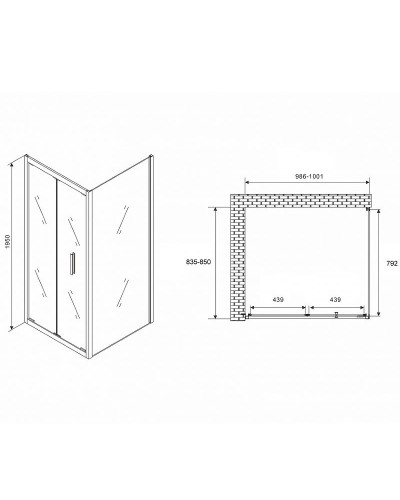 Душевой уголок Abber Sonnenstrand 100х85 AG07100-S85 профиль Хром стекло прозрачное