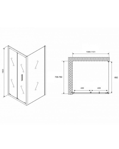 Душевой уголок Abber Sonnenstrand 110х75 AG07110-S75 профиль Хром стекло прозрачное