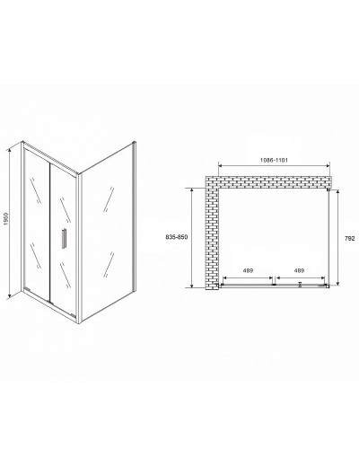 Душевой уголок Abber Sonnenstrand 110х85 AG07110-S85 профиль Хром стекло прозрачное