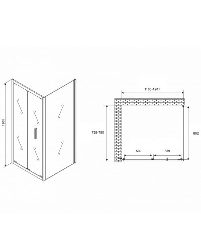 Душевой уголок Abber Sonnenstrand 120х75 AG07120-S75 профиль Хром стекло прозрачное