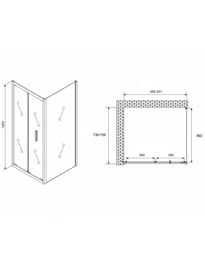 Душевой уголок Abber Sonnenstrand 90х75 AG07090B-S75B профиль Черный стекло прозрачное