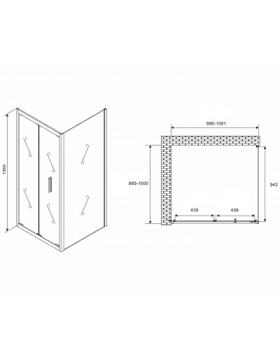 Душевой уголок Abber Sonnenstrand 100х100 AG07100B-S100B профиль Черный стекло прозрачное