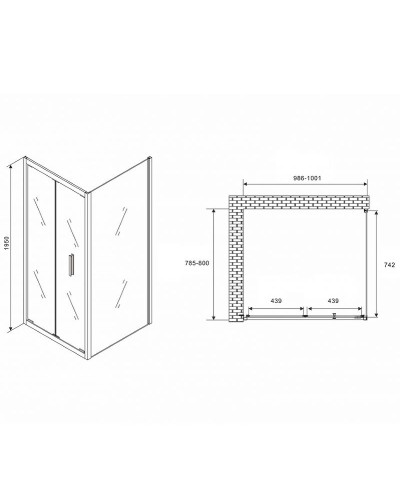 Душевой уголок Abber Sonnenstrand 100х80 AG07100B-S80B профиль Черный стекло прозрачное