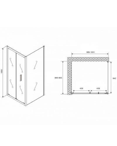 Душевой уголок Abber Sonnenstrand 100х90 AG07100B-S90B профиль Черный стекло прозрачное