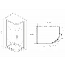 Душевой уголок Abber Schwarzer Diamant 100x90 AG01190 профиль Хром стекло прозрачное