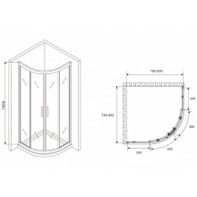 Душевой уголок Abber Schwarzer Diamant 80x80 AG01080M профиль Хром стекло матовое