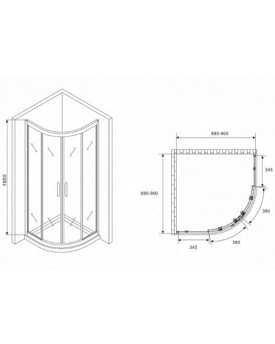 Душевой уголок Abber Schwarzer Diamant 90x90 AG01090M профиль Хром стекло матовое