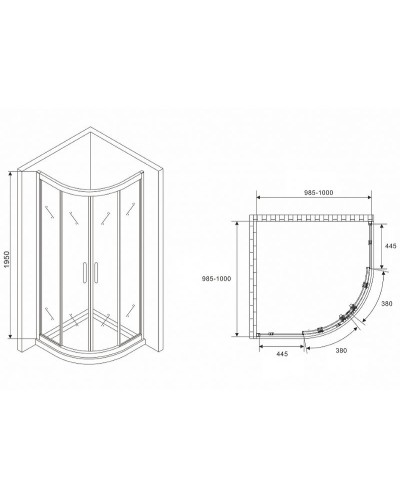 Душевой уголок Abber Schwarzer Diamant 100x100 AG01100M профиль Хром стекло матовое