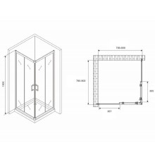 Душевой уголок Abber Schwarzer Diamant 80x80 AG02080B5 профиль Черный стекло прозрачное