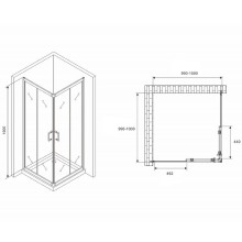 Душевой уголок Abber Schwarzer Diamant 100x100 AG02100B5 профиль Черный стекло прозрачное