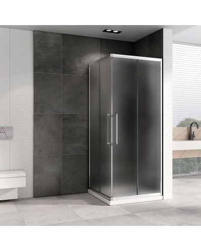 Душевой уголок Abber Schwarzer Diamant 80x80 AG02080MH профиль Хром стекло матовое