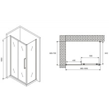 Душевой уголок Abber Schwarzer Diamant 100x70 AG30100MH-S70M профиль Хром стекло матовое