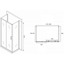 Душевой уголок Abber Schwarzer Diamant 180x75 AG30180B-S75B-S75B профиль Черный стекло прозрачное