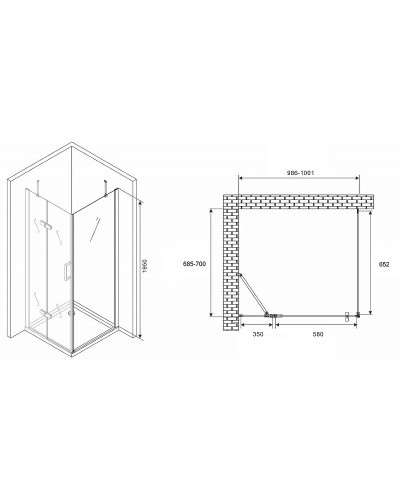 Душевой уголок Abber Zart 100x70 AG08100-S71 профиль Хром стекло прозрачное