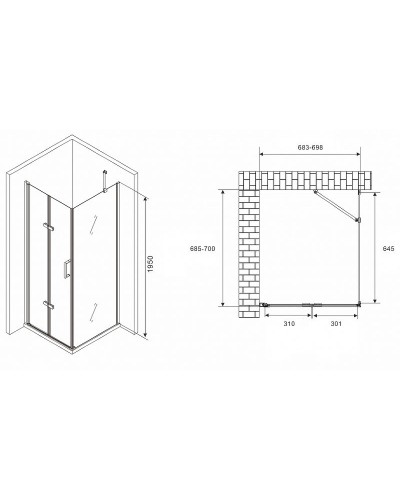 Душевой уголок Abber Zart 70x70 AG08070P-S71 профиль Хром стекло прозрачное