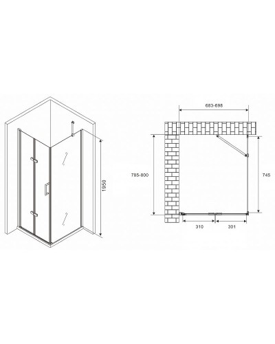 Душевой уголок Abber Zart 70x80 AG08070P-S81 профиль Хром стекло прозрачное