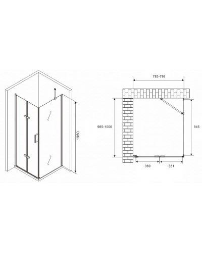 Душевой уголок Abber Zart 80x100 AG08080P-S101 профиль Хром стекло прозрачное