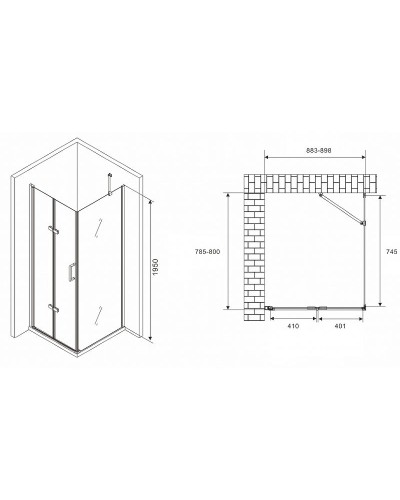Душевой уголок Abber Zart 90x80 AG08090P-S81 профиль Хром стекло прозрачное