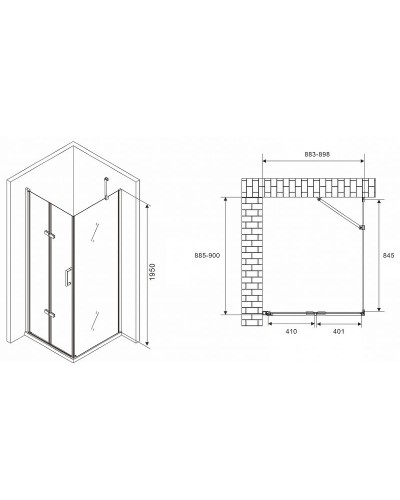 Душевой уголок Abber Zart 90x90 AG08090P-S91 профиль Хром стекло прозрачное