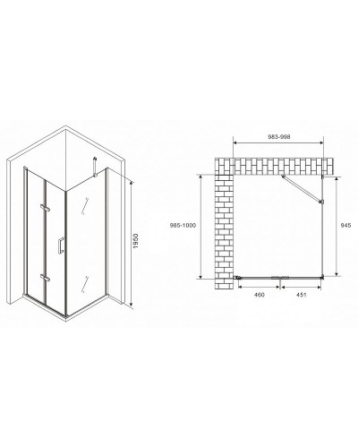 Душевой уголок Abber Zart 100x100 AG08100P-S101 профиль Хром стекло прозрачное