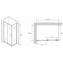 Душевой уголок Abber Schwarzer Diamant 120x70 AG301205-S705 профиль Хром стекло прозрачное