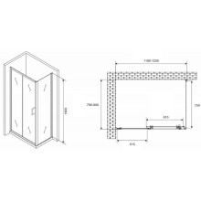 Душевой уголок Abber Schwarzer Diamant 120x80 AG301205-S805 профиль Хром стекло прозрачное
