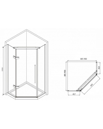 Душевой уголок Abber Ewiges Wasser 90x90 AG05090M профиль Хром стекло матовое