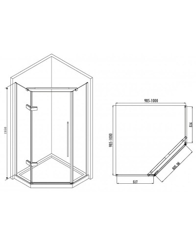 Душевой уголок Abber Ewiges Wasser 100x100 AG05100M профиль Хром стекло матовое