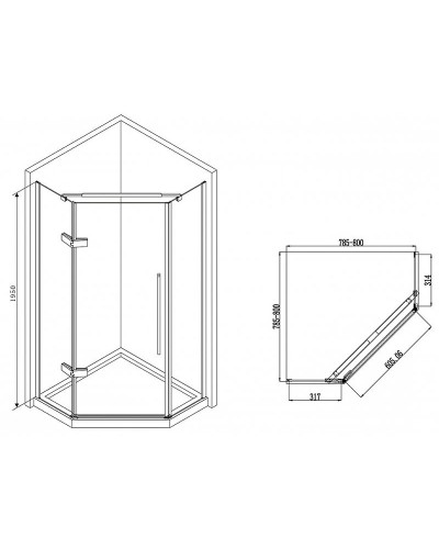 Душевой уголок Abber Ewiges Wasser 80x80 AG05080M профиль Хром стекло матовое