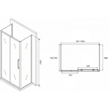Душевой уголок Abber Schwarzer Diamant 100x75 AG30100MH-S75M-S75M профиль Хром стекло матовое