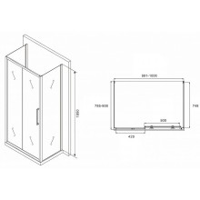 Душевой уголок Abber Schwarzer Diamant 100x80 AG30100MH-S80M-S80M профиль Хром стекло матовое