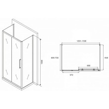 Душевой уголок Abber Schwarzer Diamant 130x70 AG30130MH-S70M-S70M профиль Хром стекло матовое