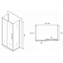 Душевой уголок Abber Schwarzer Diamant 140x90 AG30140MH-S90M-S90M профиль Хром стекло матовое