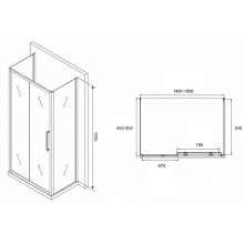 Душевой уголок Abber Schwarzer Diamant 150x90 AG30150MH-S90M-S90M профиль Хром стекло матовое