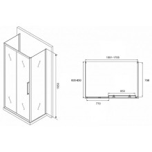 Душевой уголок Abber Schwarzer Diamant 170x85 AG30170MH-S85M-S85M профиль Хром стекло матовое